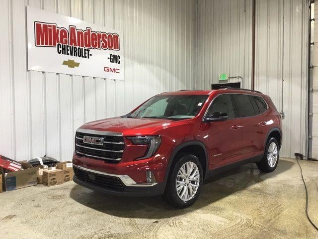 2026 GMC Acadia Elevation in Volcanic Red Tintcoat — front three-quarter view