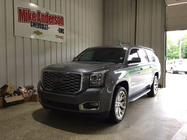 2018 GMC Yukon XL Denali in Satin Steel Metallic — front three-quarter view